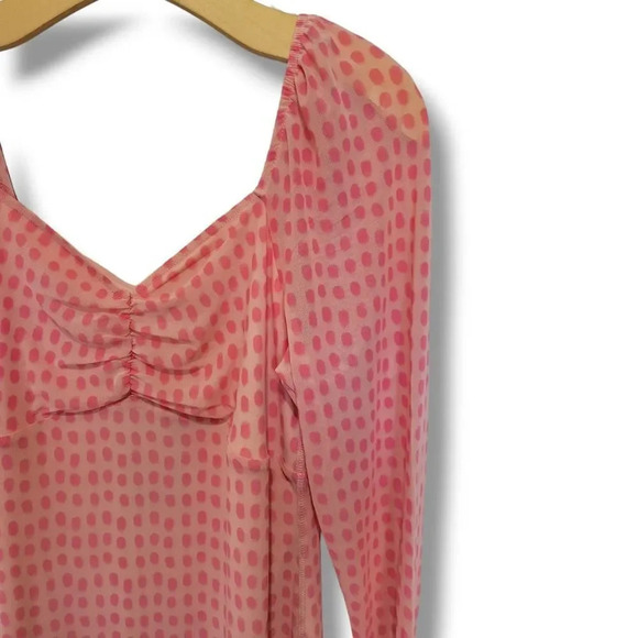 House of Aama for Target women's pink polka-dot sweetheart mesh lined midi dress - Picture 4 of 9